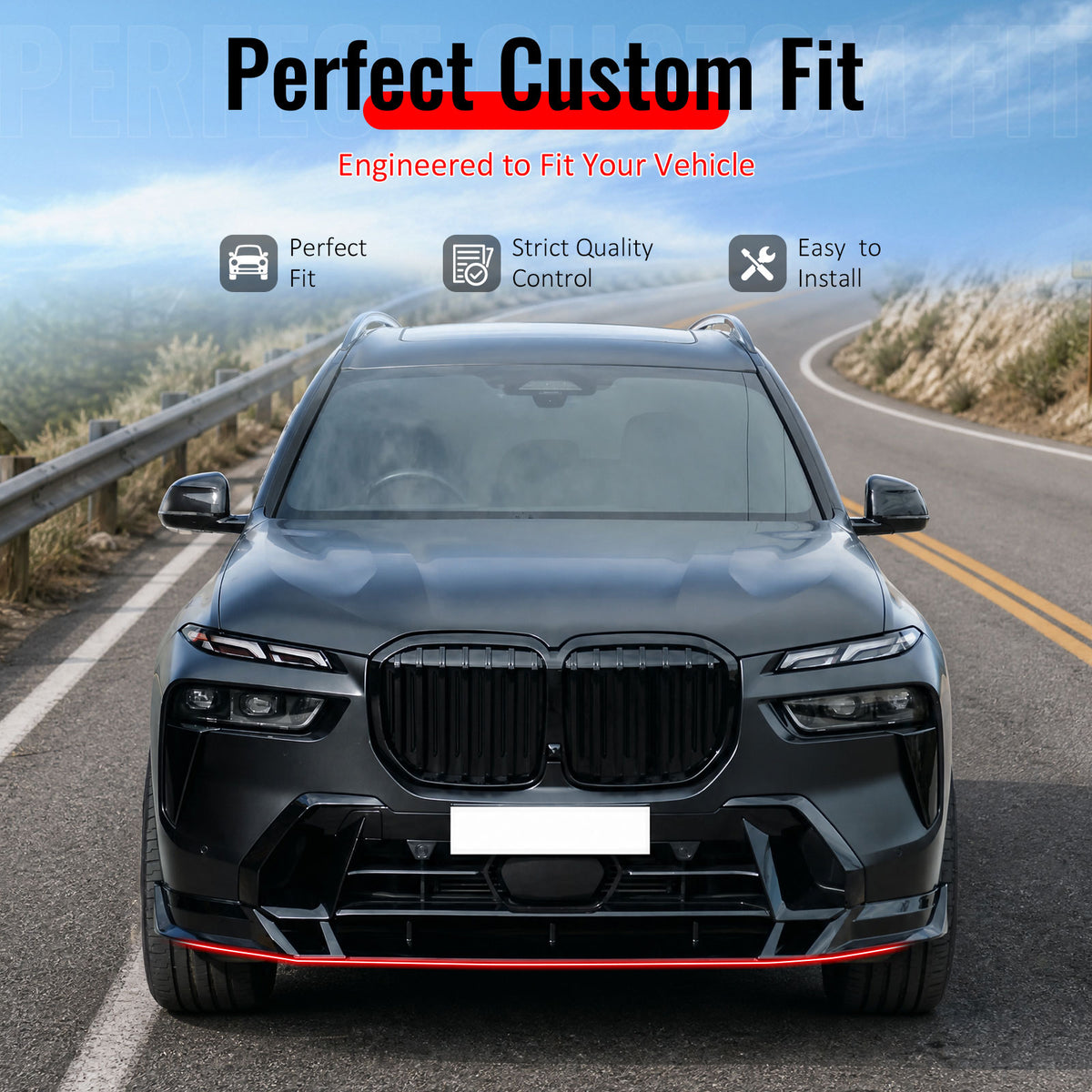 BMW X7 G07 LCI M Sport gloss black front lip