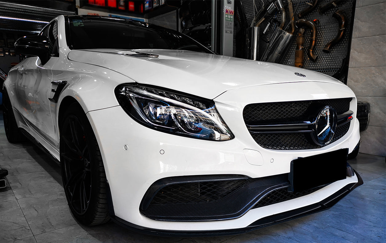 Mercedes Benz W205 C63 AMG Carbon Fiber Front Lower Trims - JL Motoring