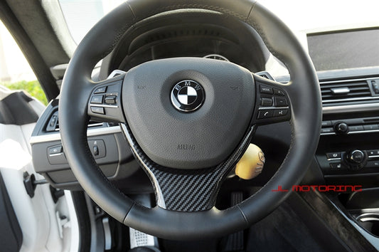 BMW F10 F11 F12 F13 Carbon Fiber Steering Wheel Trim - JL Motoring