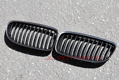 BMW Matte Black Front Grilles - E82 E88 1 Series Coupe Convertible - JL Motoring